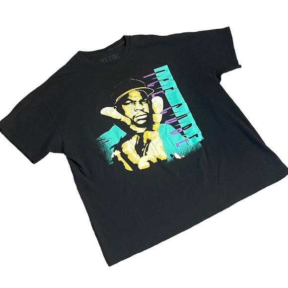 1990s Men's XL Vintage Ice Cube Rapper Black Tee Shirt - Picture 1 of 3